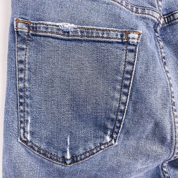 Reformation Jeans Size 27 Blue Denim High & Skinny Rhine Wash Distressed Biker - Picture 10 of 16